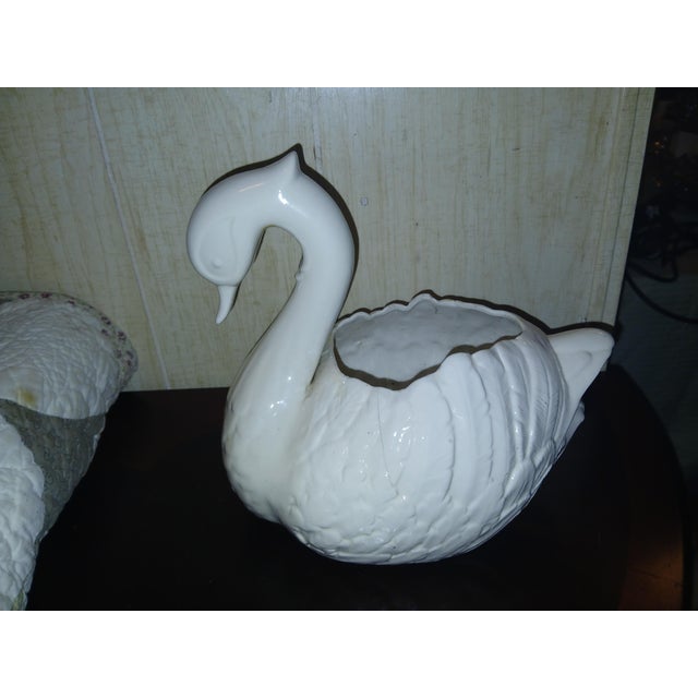 Mid-Century Modern Vintage Ceramic Swan Planter For Sale - Image 3 of 12