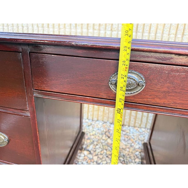 Vintage Victorian Style Mahogany Twin Pedestal Writing Desk. For Sale - Image 15 of 16