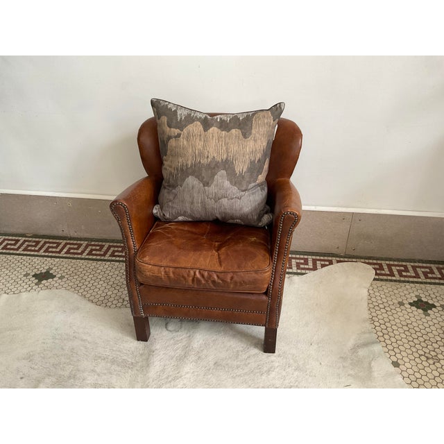 Vintage Distressed Brown Leather Club Chair For Sale - Image 16 of 17