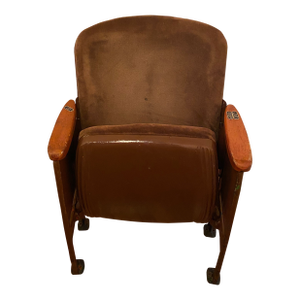 Original Broadway Theater Chair – Martin Beck Theatre (1924) Cast Iron & Wood Seating System – Architectural Salvage Artifact