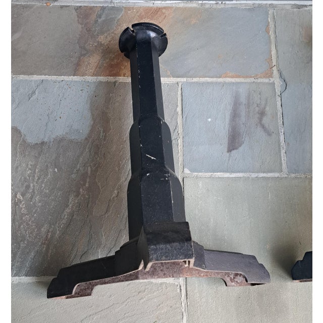 1930s Art Deco Cast Iron Table Bases a Pair For Sale - Image 9 of 12
