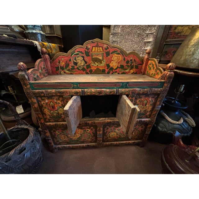 Mid 19th Century Tibetan Painted Shrine For Sale - Image 4 of 6