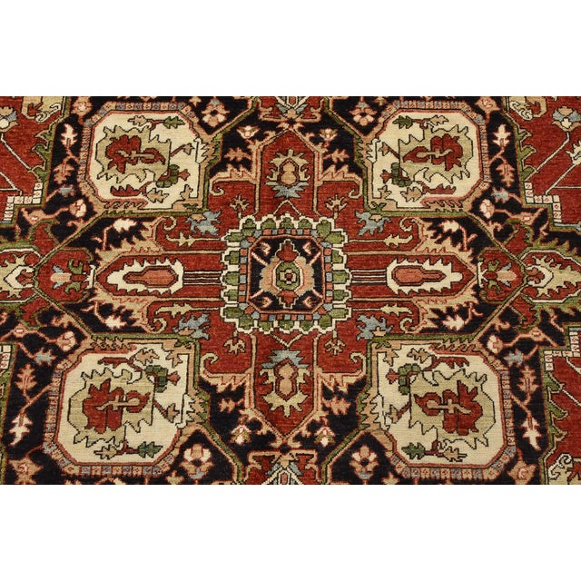 Heriz Ziegler Rug 9′ X 11’11” Red Wool Traditional Hand-Knotted Oriental Carpet For Sale In Philadelphia - Image 6 of 15