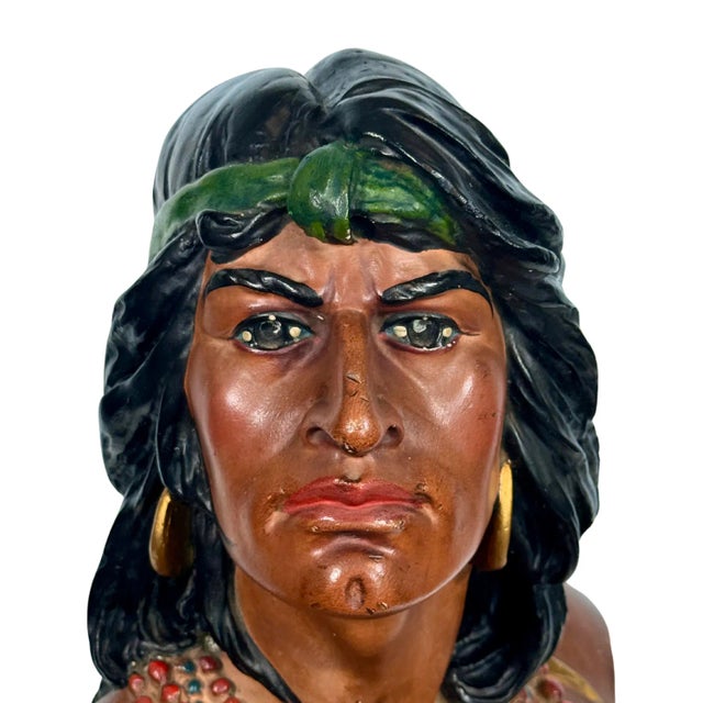 Vintage "Hiawatha" Tobacco Store Display Bust - 1930s A unique and original piece from the early 1900's Height: 19 in...