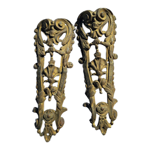 19th C French Ormolu Bronze Mounts Pair Gilt Gold Furniture Appliques