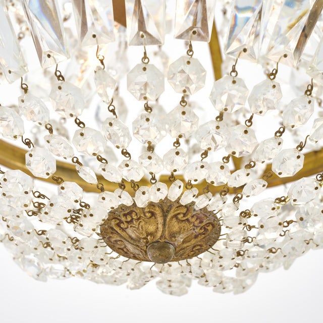 1920s Elegant Crystal Empire Style Chandelier, French, Antique, 1920s For Sale - Image 5 of 9