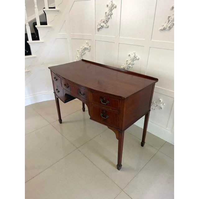 Antique Edwardian Mahogany Bow Front Inlaid Sideboard, 1900 For Sale - Image 3 of 11