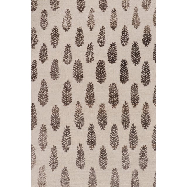 Rug & Kilim’s Modern Block Print Rug in White with Mauve Floral Patterns - 12x15 For Sale In New York - Image 6 of 7