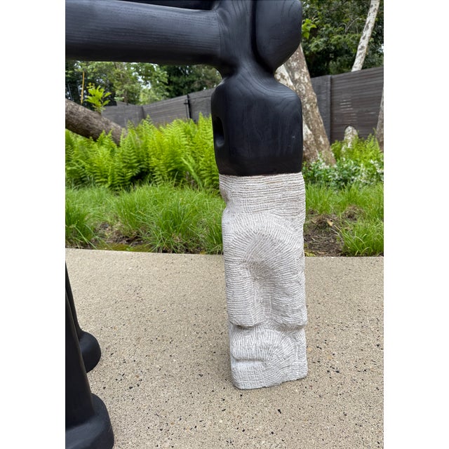 Sculptural Wood Floor Piece by Casey McCafferty – Blackened Organic Form With Carved Protrusions For Sale In Los Angeles - Image 6 of 6