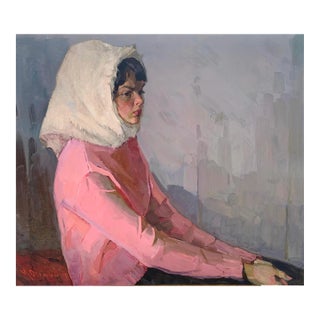 1970s Children Portraits Oil Painting Original by Artist Osenniy M.S. For Sale