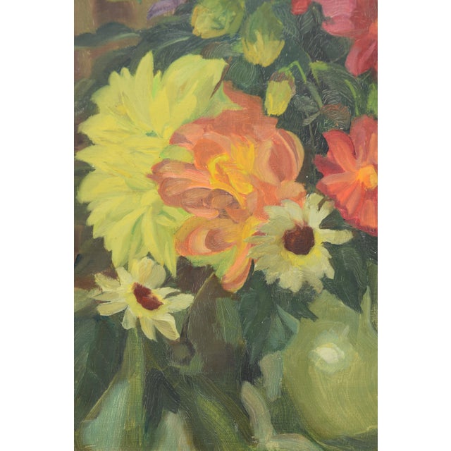 Kurt Lauber, Still Life with Summer Flowers, 1945, Oil on Cardboard, Framed For Sale - Image 9 of 14