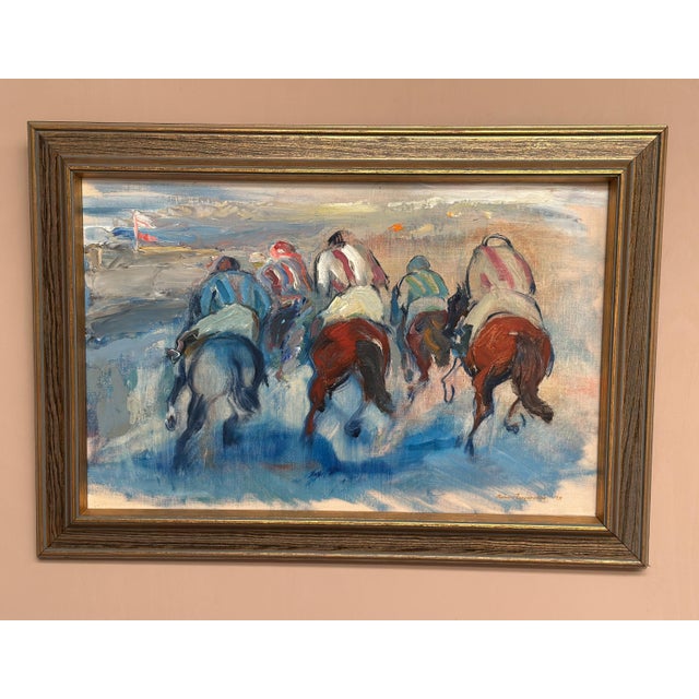 Richard Ingelsson, Jockeys, 1975, Oil on Canvas, Framed For Sale - Image 16 of 18