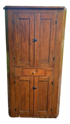 Antique Honey Pine Corner Cabinet With Painted Interior