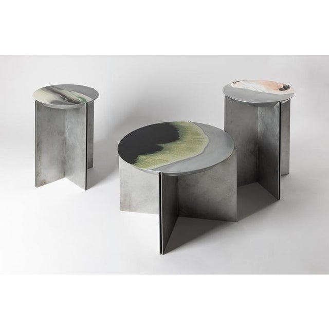 H7 Hand Decorated Metal and Aluminium Side Table by Studio Nyx For Sale - Image 10 of 18