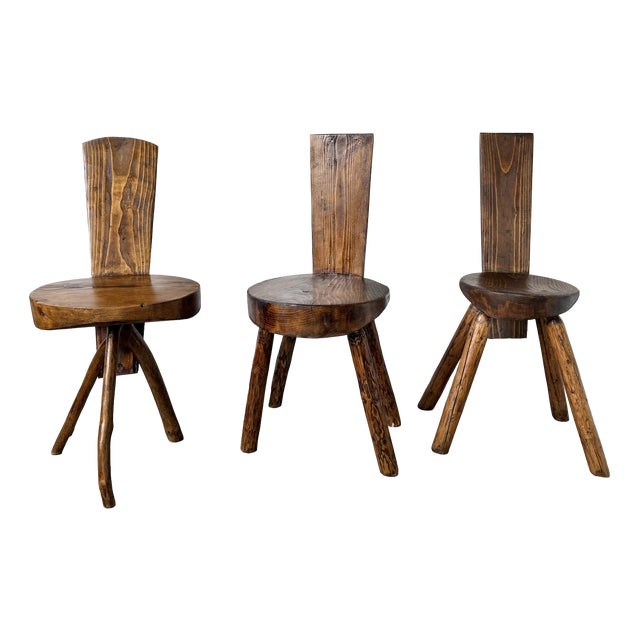 Alpine Pine Chairs, France, 1950s, Set of 3 For Sale