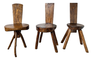 Alpine Pine Chairs, France, 1950s, Set of 3