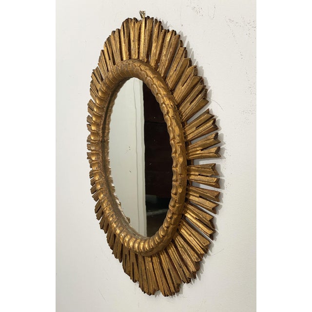 Mid 20th Century Spanish Gilt Sunburst or Starburst Mirror (Diameter 24 1/2) For Sale - Image 5 of 10