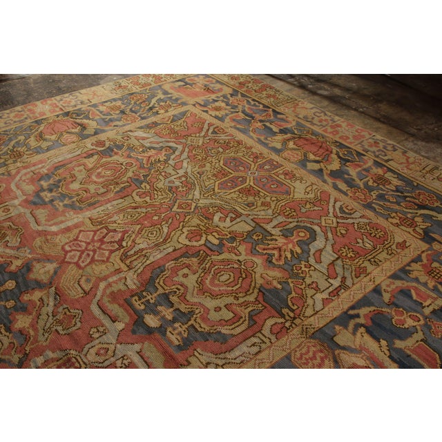 Textile Antique Spanish Arts & Crafts Rug in Beige-Brown, Red and Blue Floral Pattern For Sale - Image 7 of 8