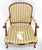 Hickory Chair Furniture Company Carved Cherry Frame Stripe Upholstery Lounge Chair w/ Matching Ottoman MINT For Sale - Image 4 of 12