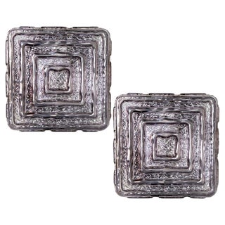 Square Grey Smoked Glass Wall Lights, 1970s, Set of 2 For Sale