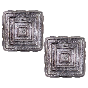 Square Grey Smoked Glass Wall Lights, 1970s, Set of 2