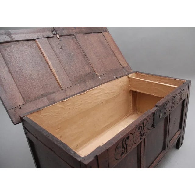 Wood Oak Coffer, 1720 For Sale - Image 7 of 11