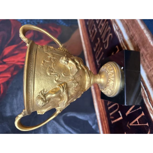 Late 19th Century Bronze Vase Holders with Black Marble Base Container, France, Set of 2, in Flawless conditions. Designed...