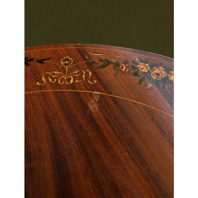Antique Edwardian Sheraton Revival Hand-Painted Mahogany Cherub Occasional Table For Sale - Image 12 of 13