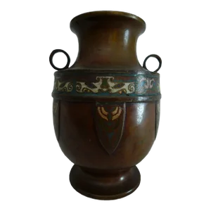 Late 19th Century Japanese Meiji Period Champleve and Bronze Vase