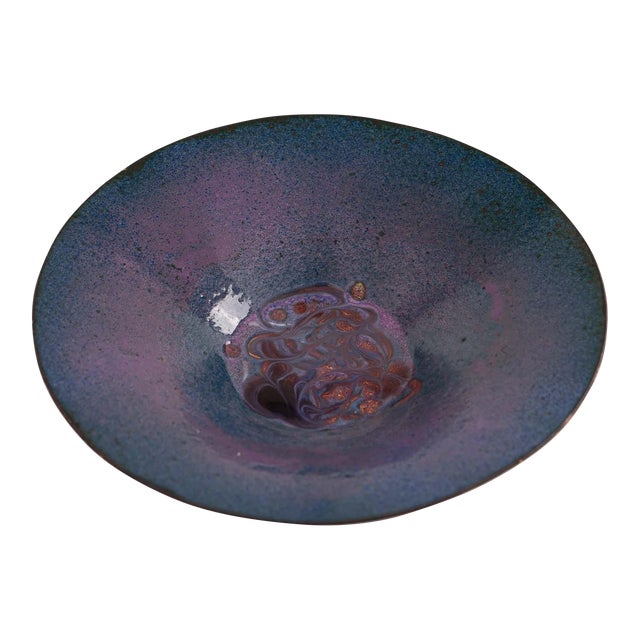 Vintage Blue Purple Enamel Catchall Bowl For Sale