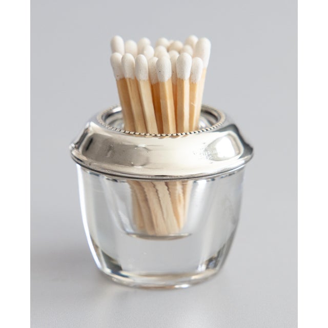 Silver Vintage Sterling Silver & Glass Match Striker Holder For Sale - Image 8 of 8