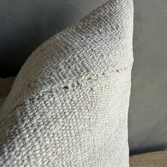 Mid-Century Modern Vintage Rug Pillow Cover With Original Seams For Sale - Image 3 of 7