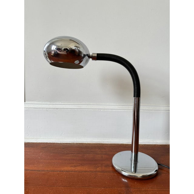 French Mid-Century Chrome and Adjustable Plastic Arm Desk Lamp For Sale - Image 12 of 12