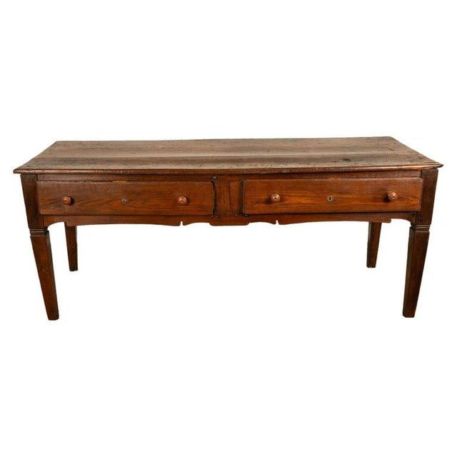 A very good antique Georgian country house elm scullery or kitchen preparation or serving table, circa 1820. This long...