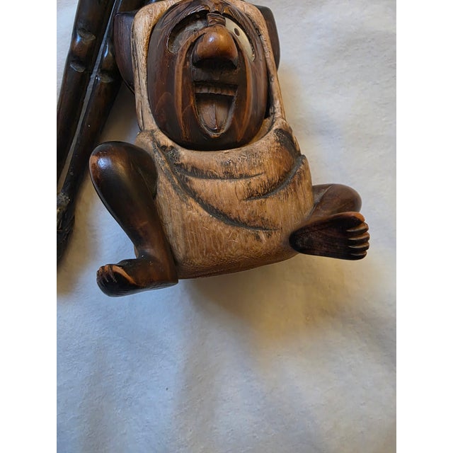 Vintage Hand-Carved Wooden Figurine – Tribal / Japanese-Inspired Folk Art Sculpture For Sale - Image 11 of 18