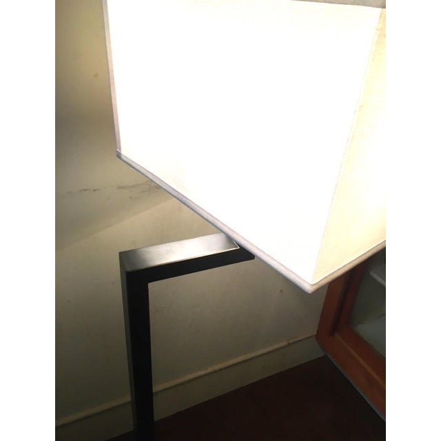 Vintage Robert Abbey Modernist Black Metal Floor Lamp With Rectangular Shade For Sale - Image 9 of 10