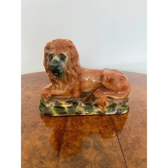 Victorian Staffordshire Lions, 1880s, Set of 2 For Sale - Image 6 of 7