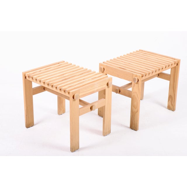 Set of Scandinavian Modern Stools in Solid Pine, 1950s For Sale - Image 10 of 10