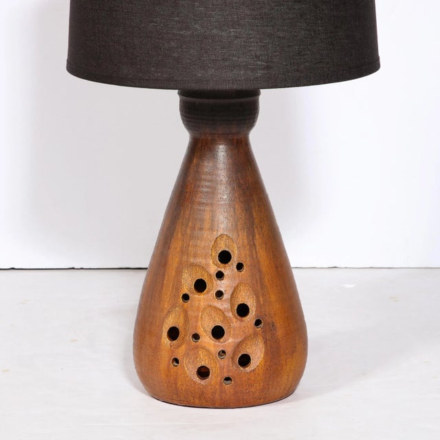 Ceramic Mid-Century Modernist Ceramic Table Lamp in Graphite and Red Iron Oxide Glaze For Sale - Image 7 of 12