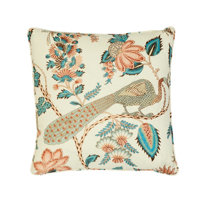 This 18" x 18" pillow features Campagne in Peacock & Rouge. A lush, lively interpretation of a classic French design, with...
