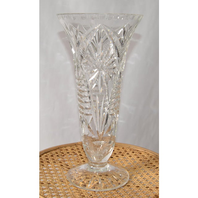 Daum Early 20th Century Large Brilliant Majestic Cut Glass Crystal Vase American Brilliant For Sale - Image 4 of 15