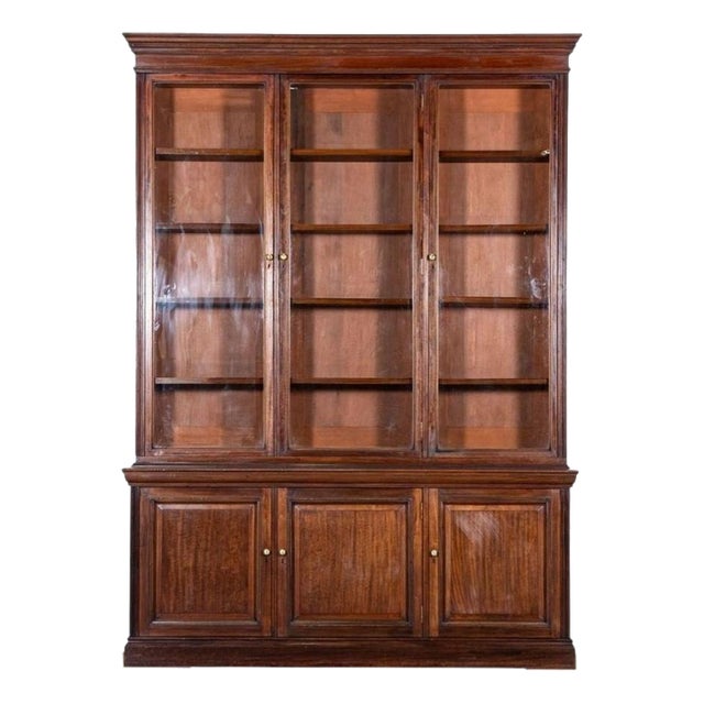 Antique English Triple Glazed Bookcase in Mahogany, 1870 For Sale