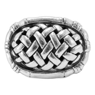 Vintage John Hardy 925 Sterling Silver Basket Wide Weave Dome Band Ring, Size 5 For Sale