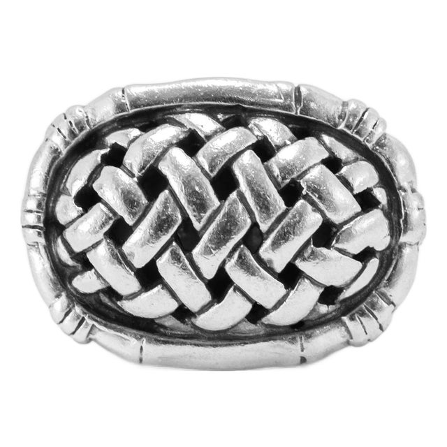 Vintage John Hardy 925 Sterling Silver Basket Wide Weave Dome Band Ring, Size 5 For Sale