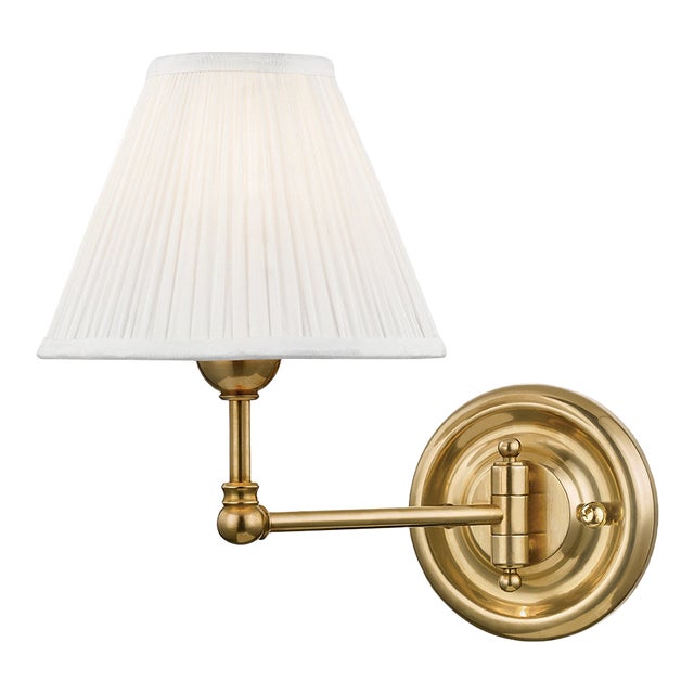 Hudson Valley Lighting Mark D. Sikes Classic No.1 Swing 1-Light Wall Sconce, Aged Brass For Sale
