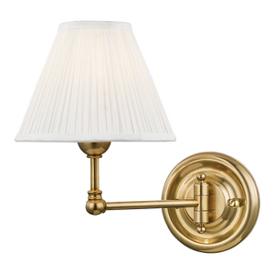 Hudson Valley Lighting Mark D. Sikes Classic No.1 Swing 1-Light Wall Sconce, Aged Brass