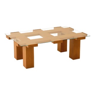 Italian Post Modern Glass Coffee Table, 1970's For Sale