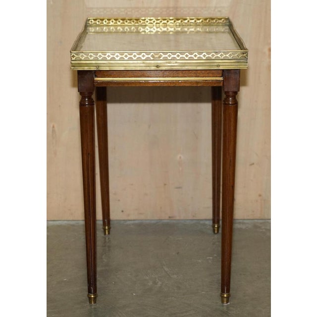 Vintage French Empire Nesting Tables in Italian Carrara Marble & Brass, Set of 3 For Sale - Image 9 of 18