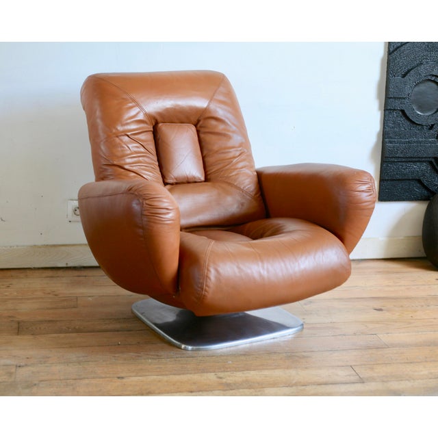 Space Age Chair in Leather by Jean Prévost, 1970s For Sale - Image 6 of 15
