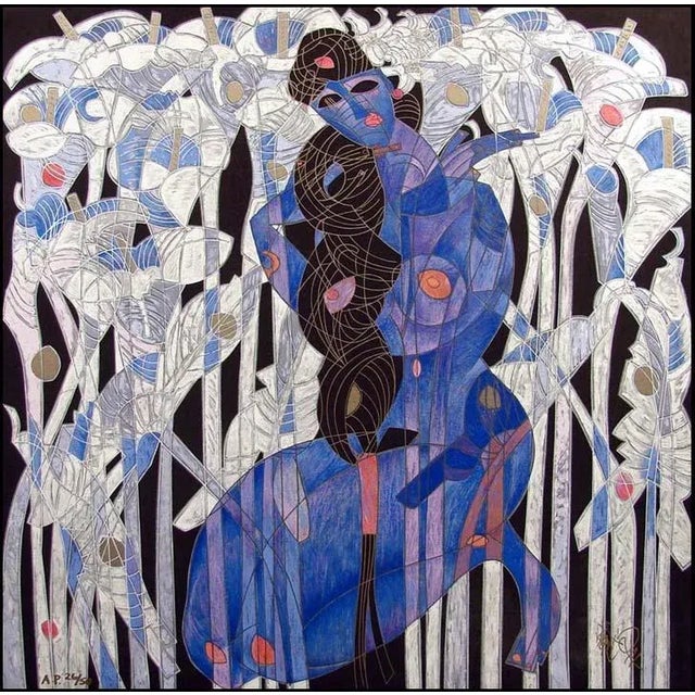 1990s Tie Feng Jiang "Calla Lillies" Serigraph on Paper For Sale